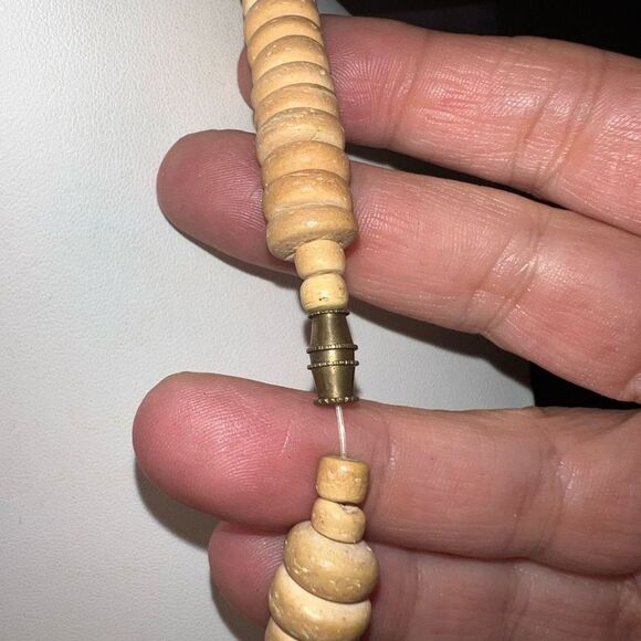 Vintage African Inspired Carved Wooden Animal Bead and Shell Necklace - Picture 9 of 9